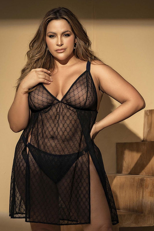 Mapale 7498X Curvy Size Babydoll Color Black.