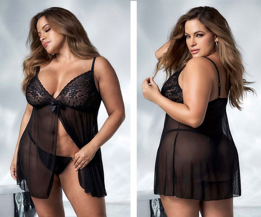 Mapale 7501X Curvy Size Babydoll Color Black.