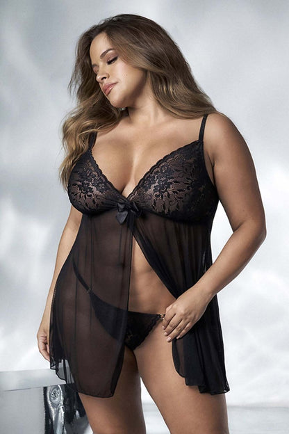 Mapale 7501X Curvy Size Babydoll Color Black.