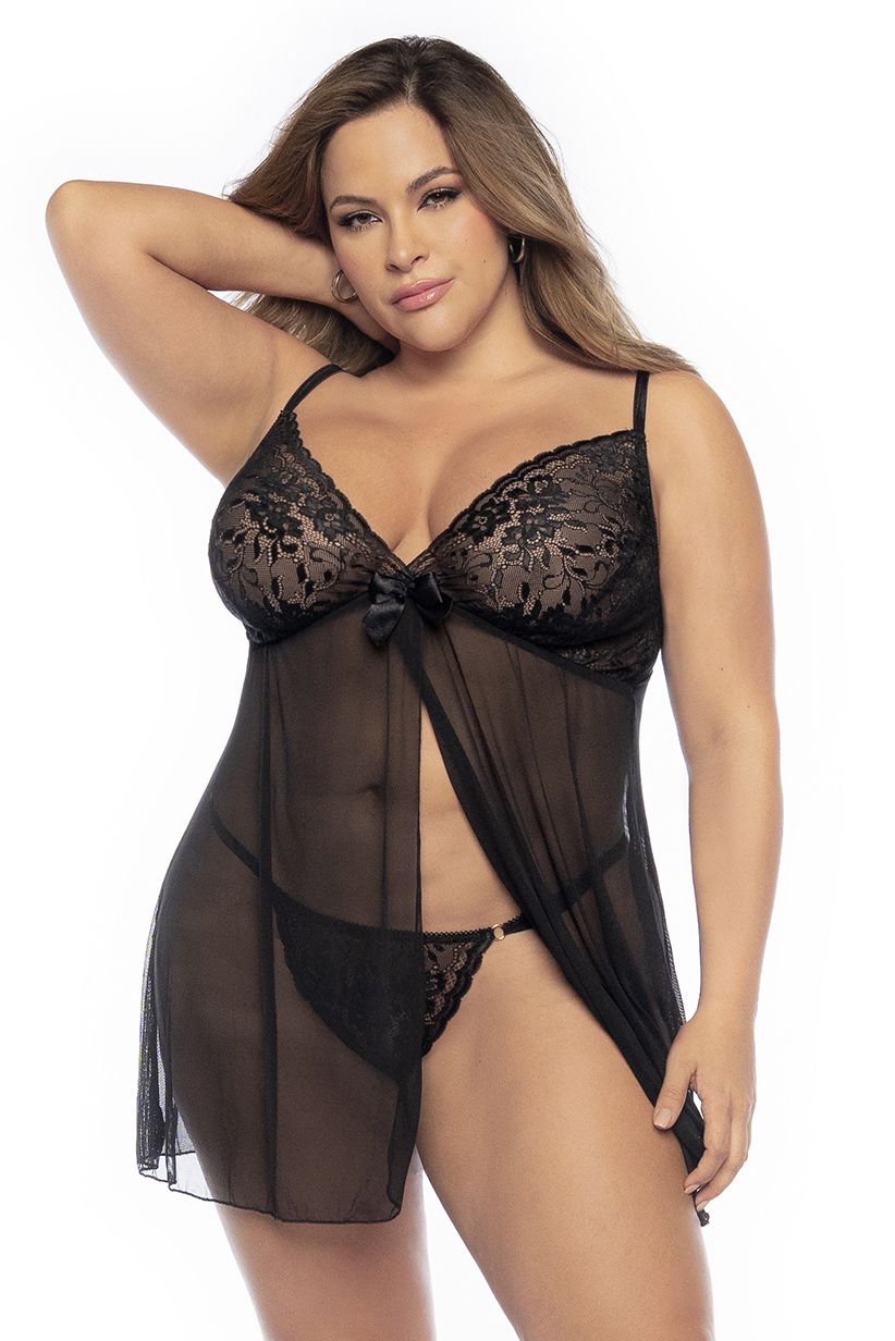 Mapale 7501X Curvy Size Babydoll Color Black.