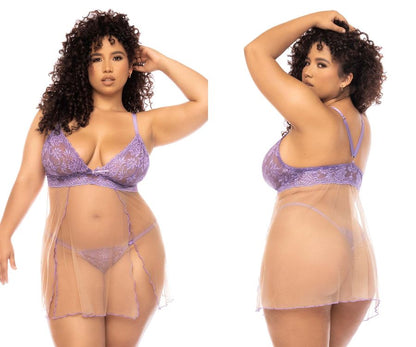 Mapale 7540X Curvy Size Verona Babydoll Plus Color Lilac-Nude.