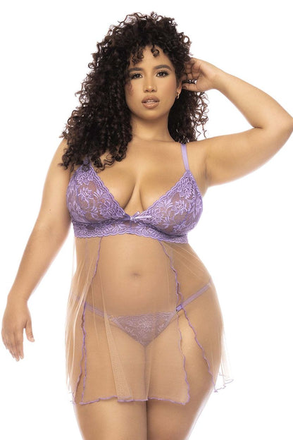 Mapale 7540X Curvy Size Verona Babydoll Plus Color Lilac-Nude.