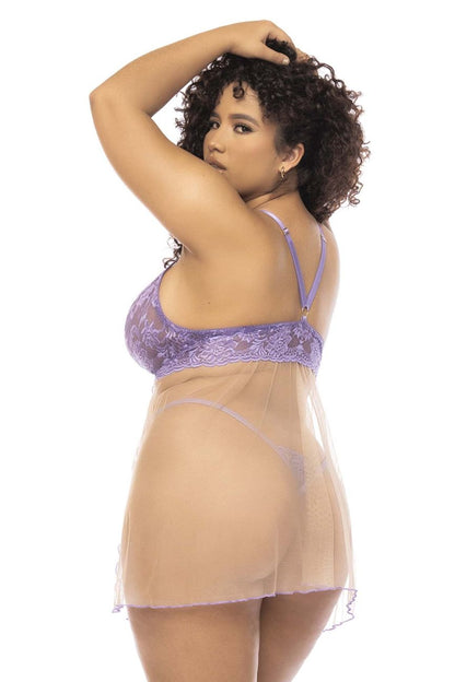 Mapale 7540X Curvy Size Verona Babydoll Plus Color Lilac-Nude.