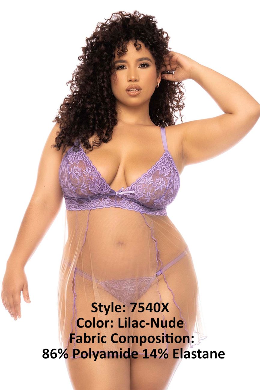 Mapale 7540X Curvy Size Verona Babydoll Plus Color Lilac-Nude.