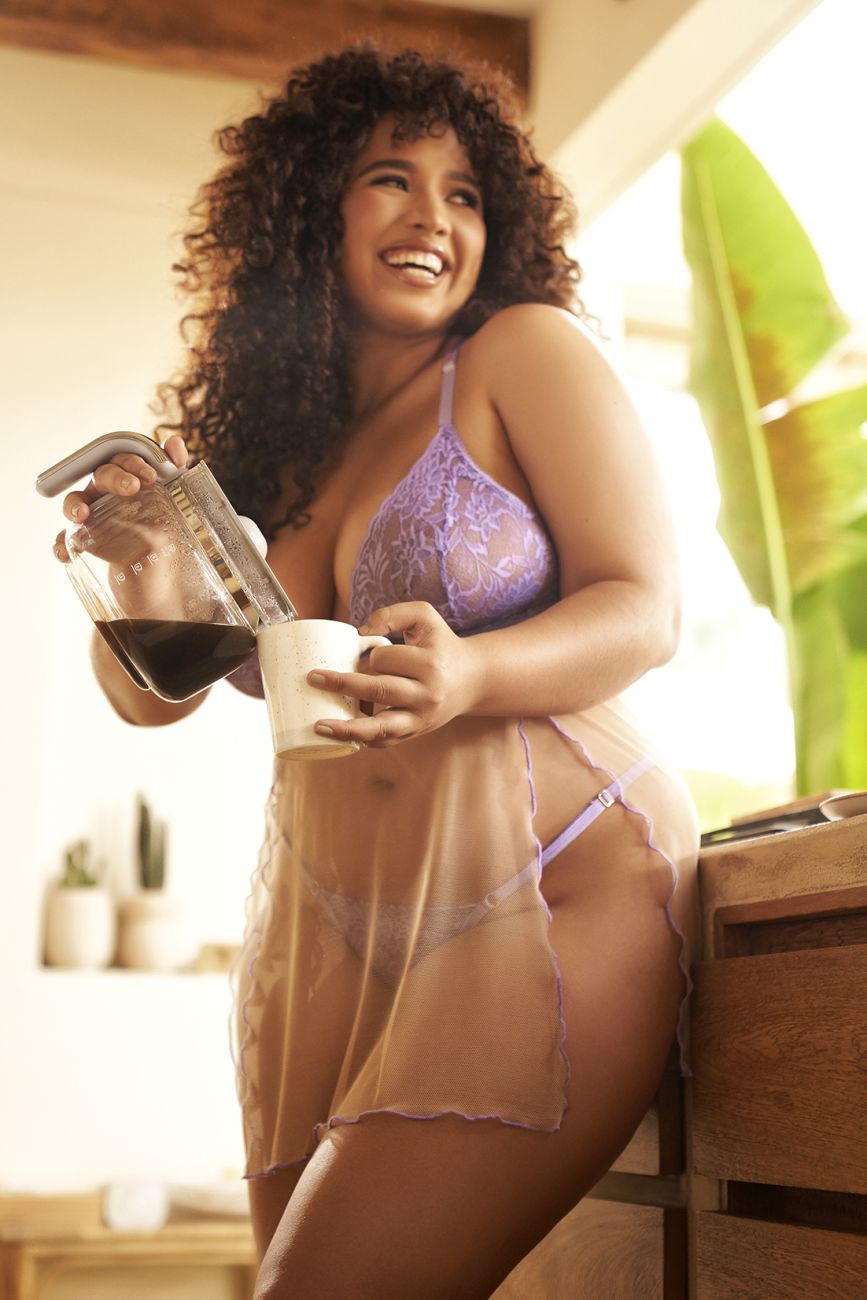 Mapale 7540X Curvy Size Verona Babydoll Plus Color Lilac-Nude.