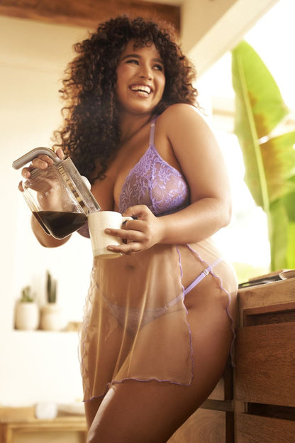 Mapale 7540X Curvy Size Verona Babydoll Plus Color Lilac-Nude.