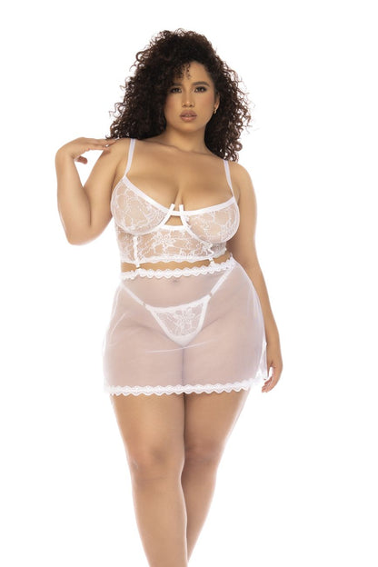 Mapale 7544X Curvy Size Hope 2 in 1 Babydoll Plus Color White.