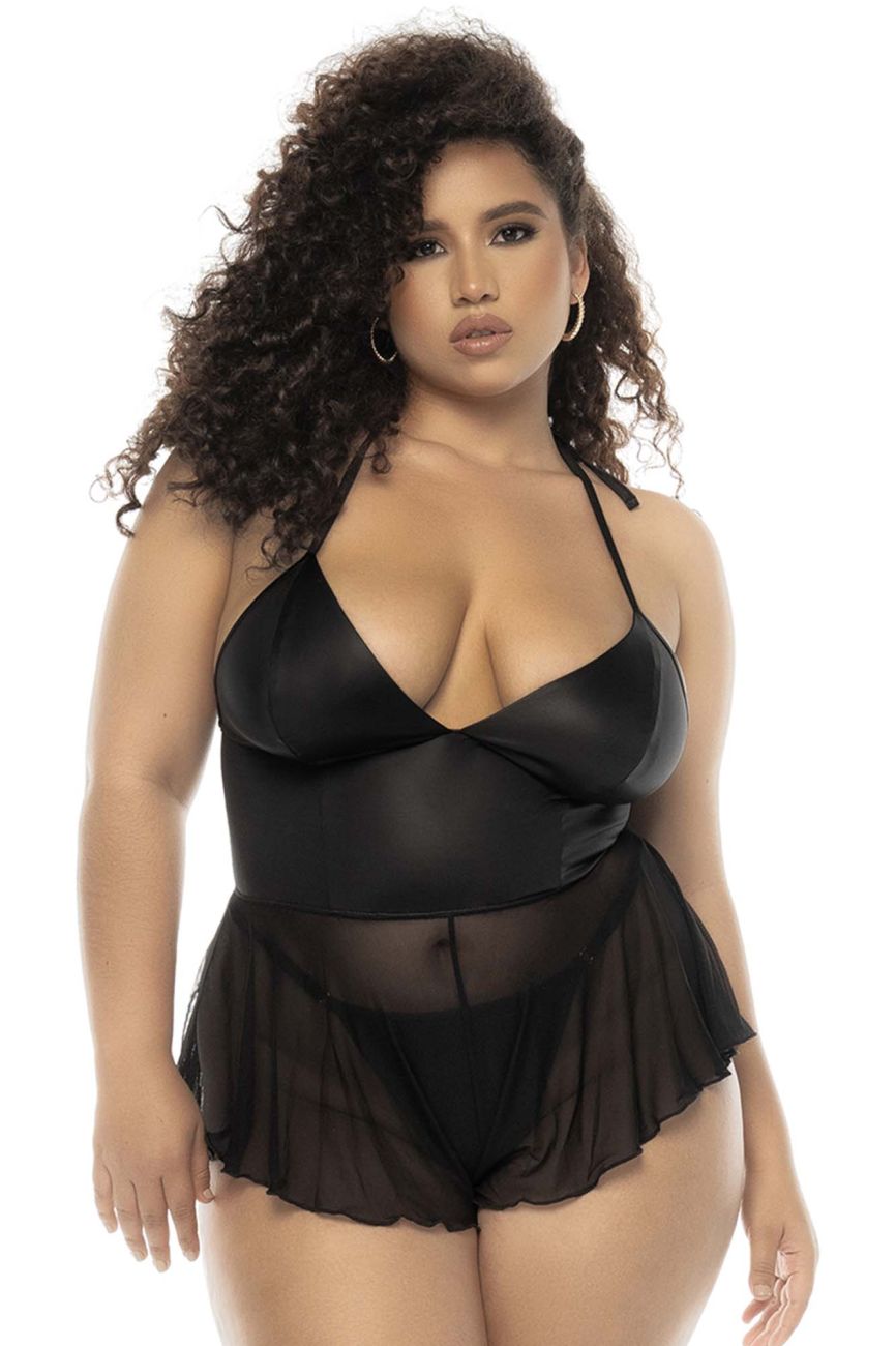 Mapale 7547X Curvy Size Pearl Babydoll Plus Color Wet Look Black.