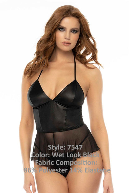 Mapale 7547 Pearl Babydoll Color Wet Look Black.