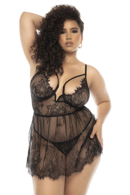 Mapale 7550X Curvy Size Selma Babydoll Plus Color Black.