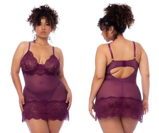 Mapale 7554X Curvy Size Babydoll Color Wine.