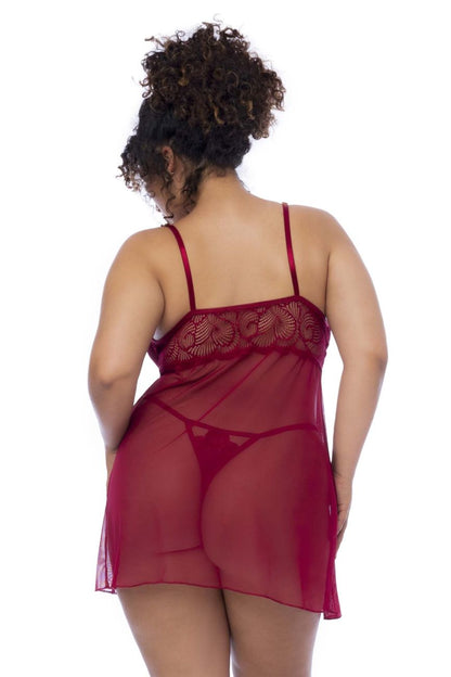 Mapale 7555X Curvy Size Babydoll Color Rosewood.