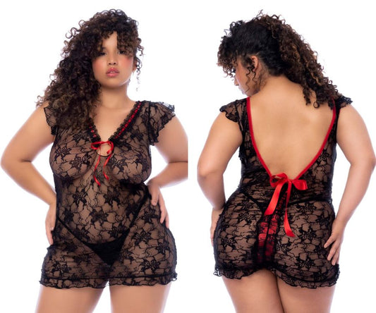 Mapale 7556X Curvy Size Babydoll Color Black.