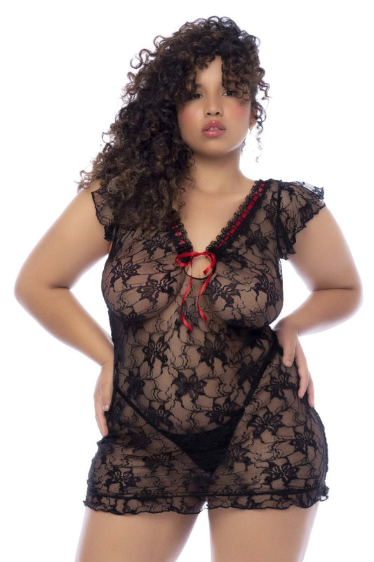 Mapale 7556X Curvy Size Babydoll Color Black.