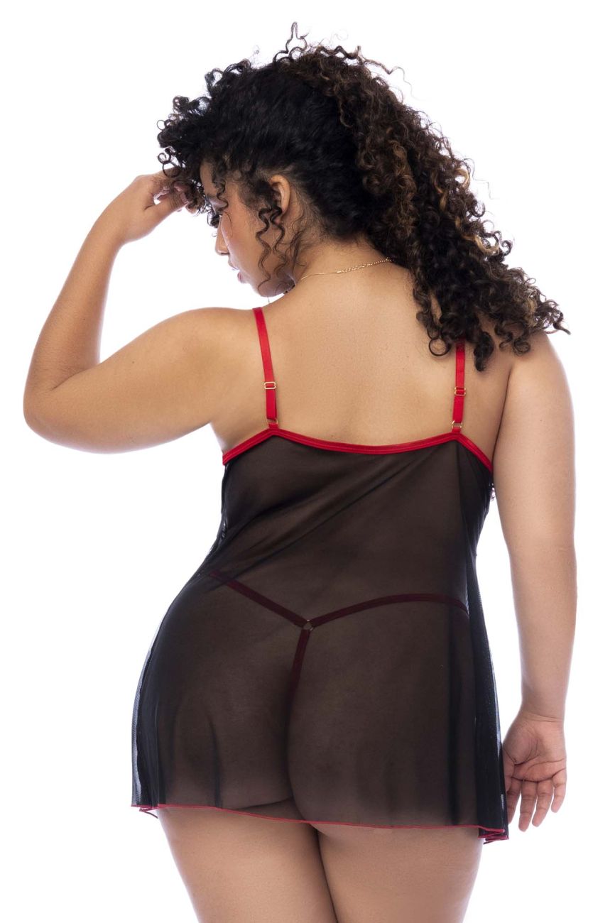 Mapale 7560X Curvy Size Babydoll Color Black-Red.