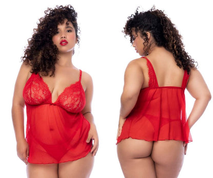 Mapale 7562X Curvy Size Babydoll Color Red.