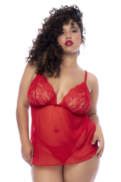 Mapale 7562X Curvy Size Babydoll Color Red.