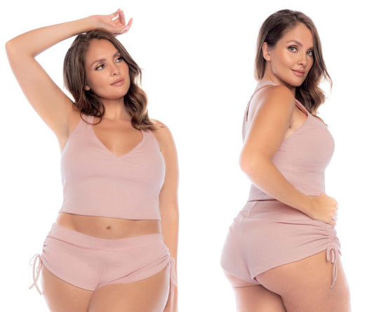 Mapale 7570X Curvy Size Two Piece Pajama Set Color Rose.
