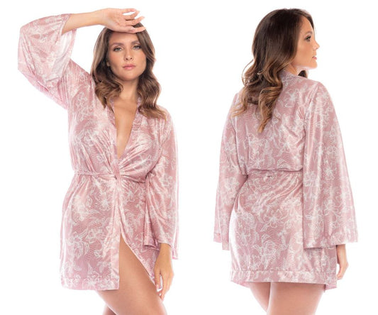 Mapale 7577X Curvy Size Robe Color Rose Print.