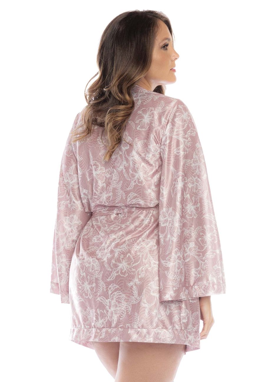 Mapale 7577X Curvy Size Robe Color Rose Print.