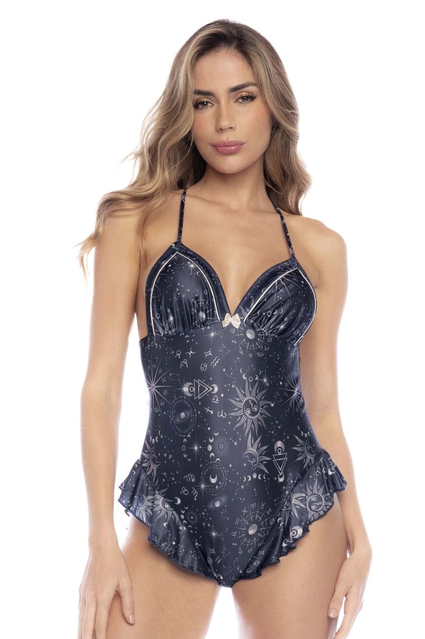 Mapale 7586 Sleep Romper Color Sapphire Blue Prints.