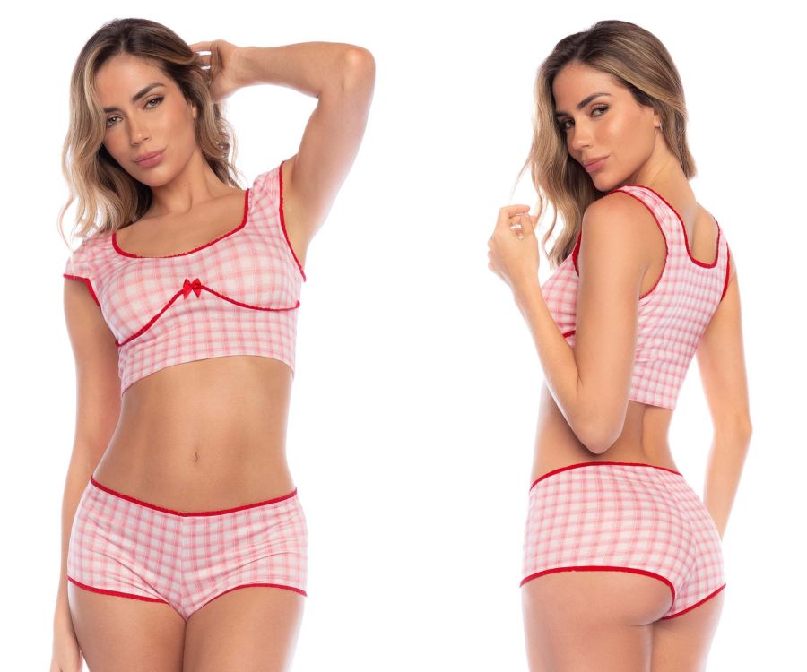 Mapale 7591 Two Piece Pajama Set Color Vichy Pink Plaid.