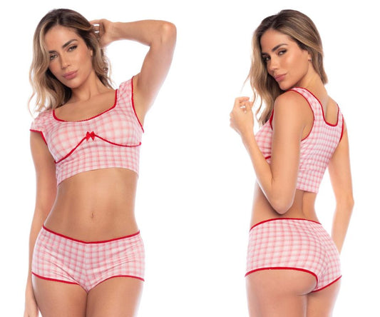 Mapale 7591 Two Piece Pajama Set Color Vichy Pink Plaid.