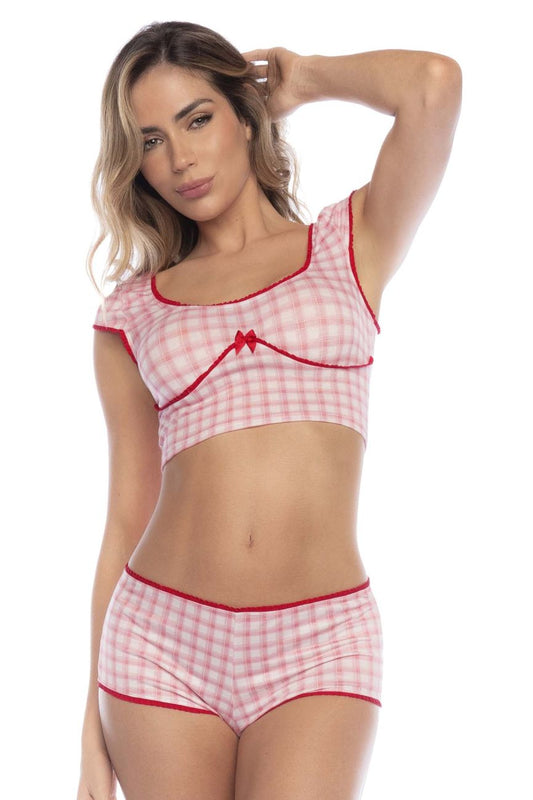 Mapale 7591 Two Piece Pajama Set Color Vichy Pink Plaid.