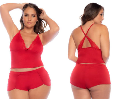 Mapale 7593X Curvy Size Two Piece Pajama Set Color Red.