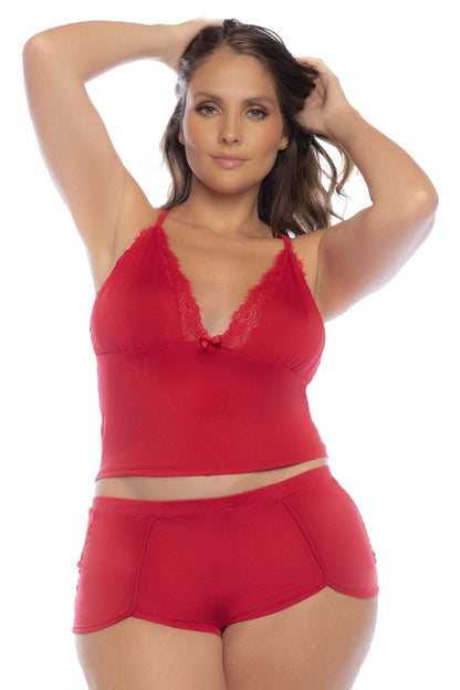 Mapale 7593X Curvy Size Two Piece Pajama Set Color Red.