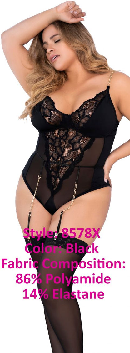 Mapale 8578X Curvy Size Teddy Color Black.