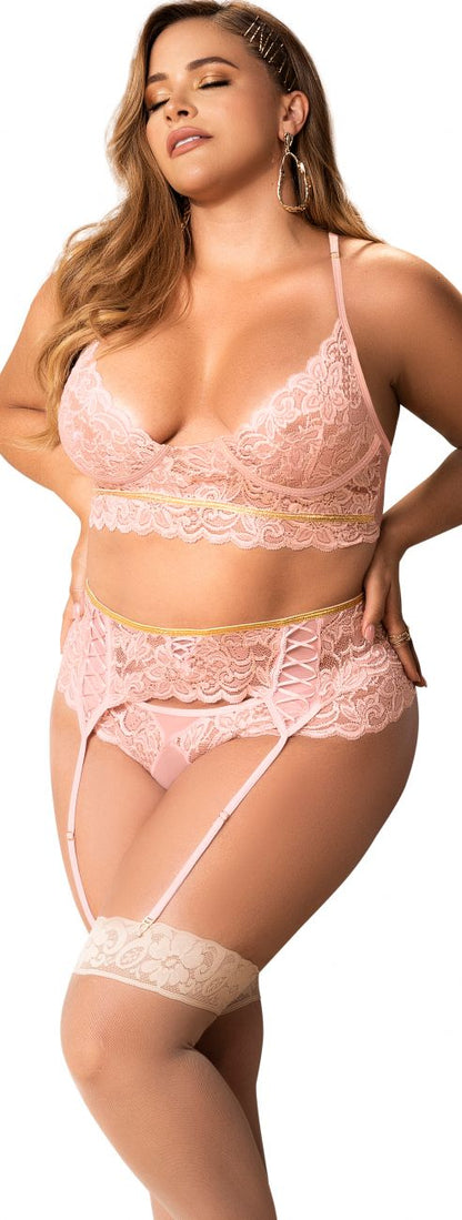 Mapale 8625X Curvy Size Three Piece Set Color Rose.