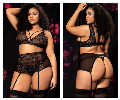 Mapale 8649X Curvy Size Three Piece Set Color Black.