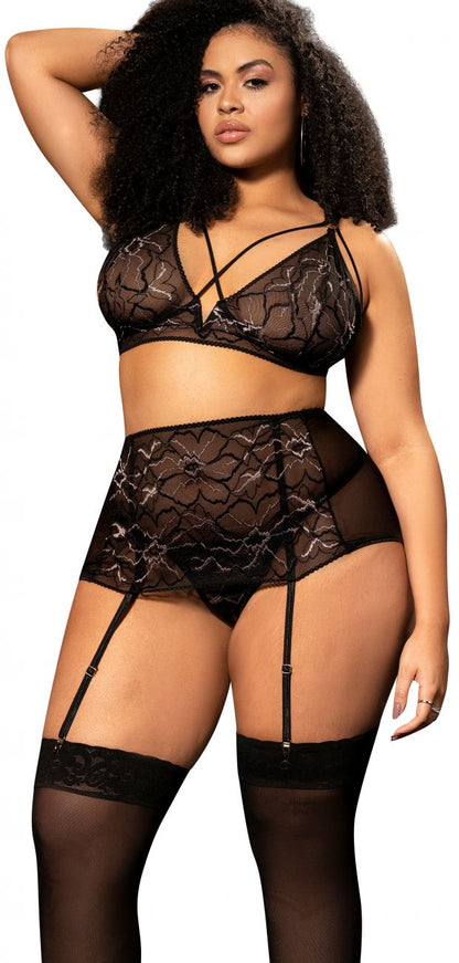 Mapale 8649X Curvy Size Three Piece Set Color Black.