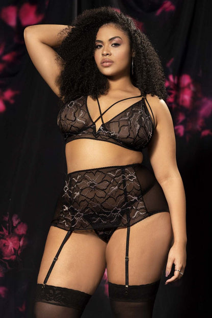 Mapale 8649X Curvy Size Three Piece Set Color Black.