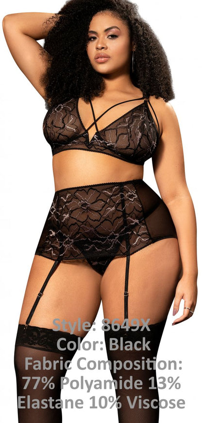 Mapale 8649X Curvy Size Three Piece Set Color Black.
