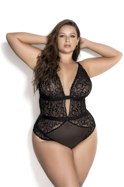 Mapale 8654X Curvy Size Bodysuit Color Black.