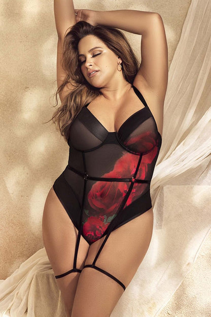 Mapale 8700X Curvy Size Teddy Color Black-Flower.