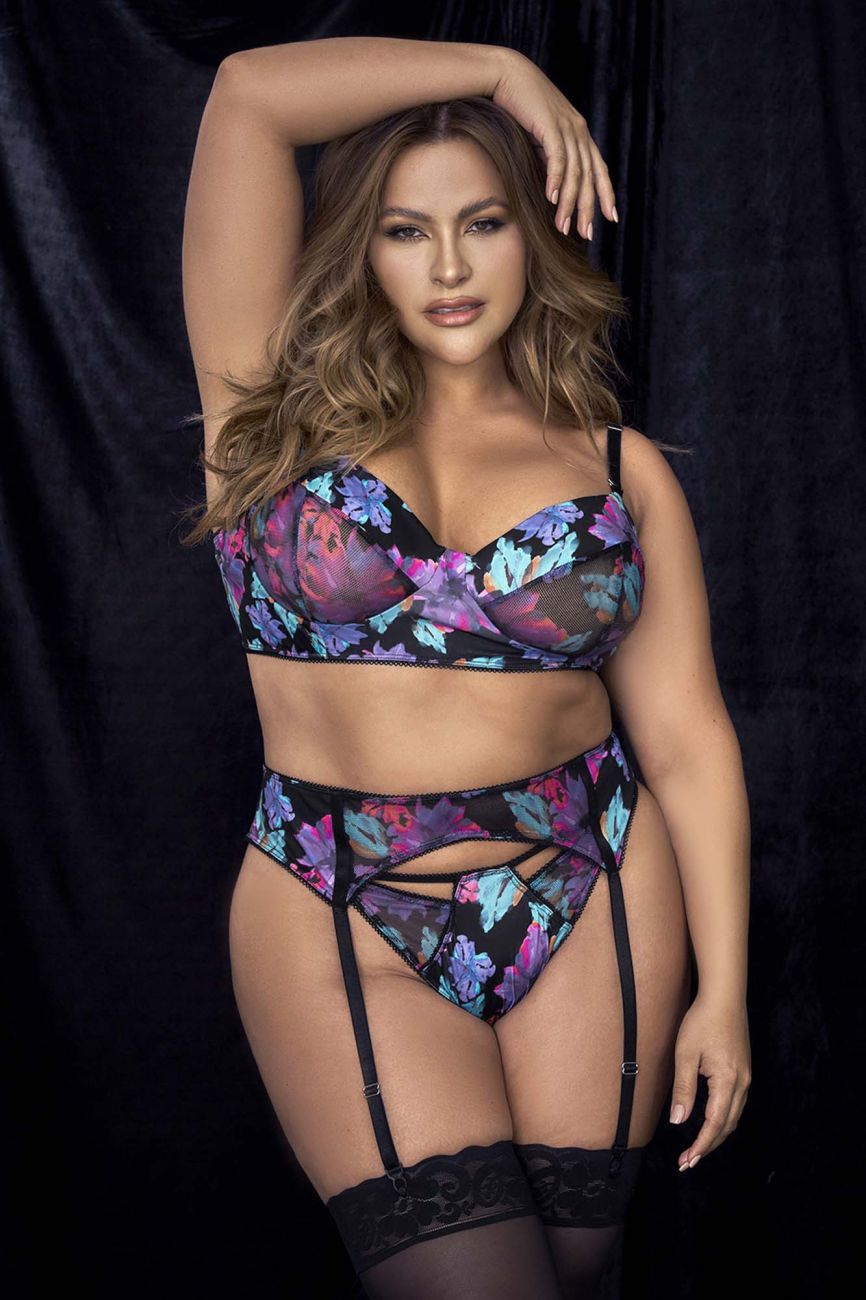 Mapale 8770X Curvy Size Three Piece Set Color Dream Flower Print.