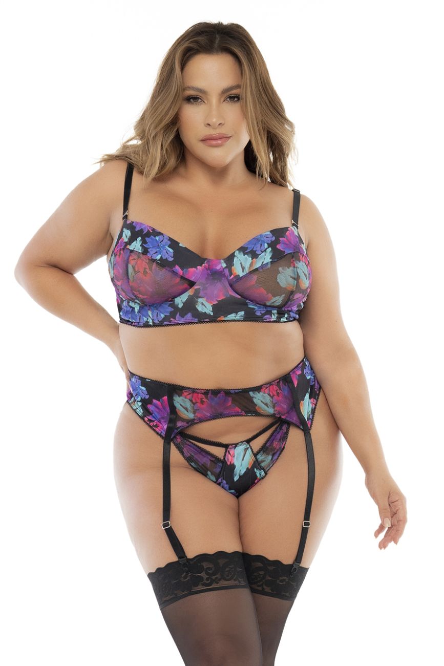 Mapale 8770X Curvy Size Three Piece Set Color Dream Flower Print.