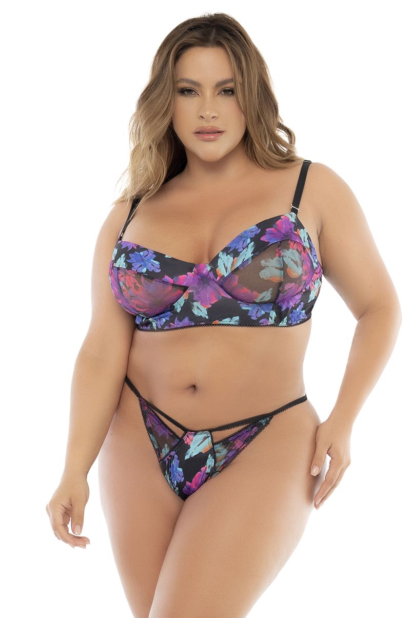 Mapale 8770X Curvy Size Three Piece Set Color Dream Flower Print.