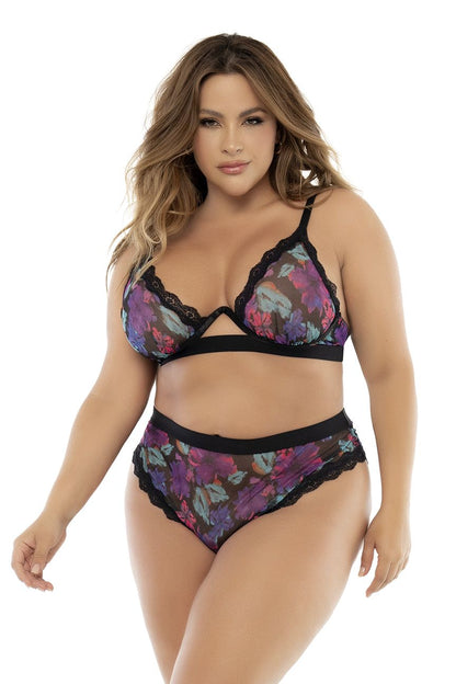 Mapale 8771X Curvy Size Two Piece Set Color Dream Flower Print.