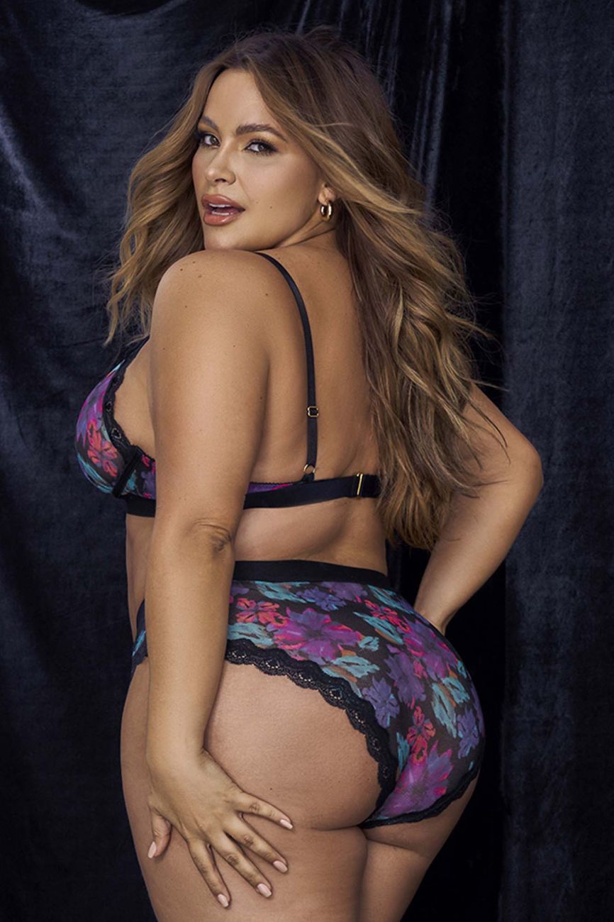 Mapale 8771X Curvy Size Two Piece Set Color Dream Flower Print.
