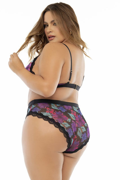 Mapale 8771X Curvy Size Two Piece Set Color Dream Flower Print.