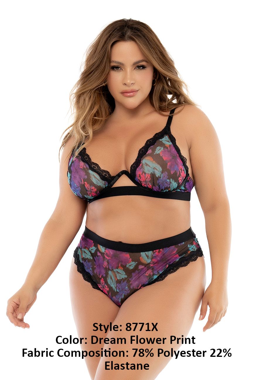Mapale 8771X Curvy Size Two Piece Set Color Dream Flower Print.
