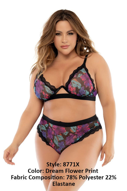 Mapale 8771X Curvy Size Two Piece Set Color Dream Flower Print.
