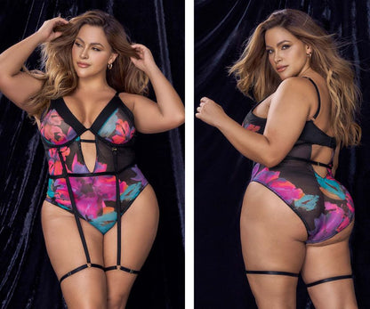 Mapale 8774X Curvy Size Teddy Color Dream Flower Print.