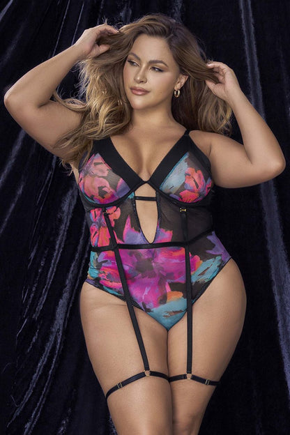 Mapale 8774X Curvy Size Teddy Color Dream Flower Print.