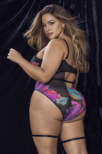 Mapale 8774X Curvy Size Teddy Color Dream Flower Print.