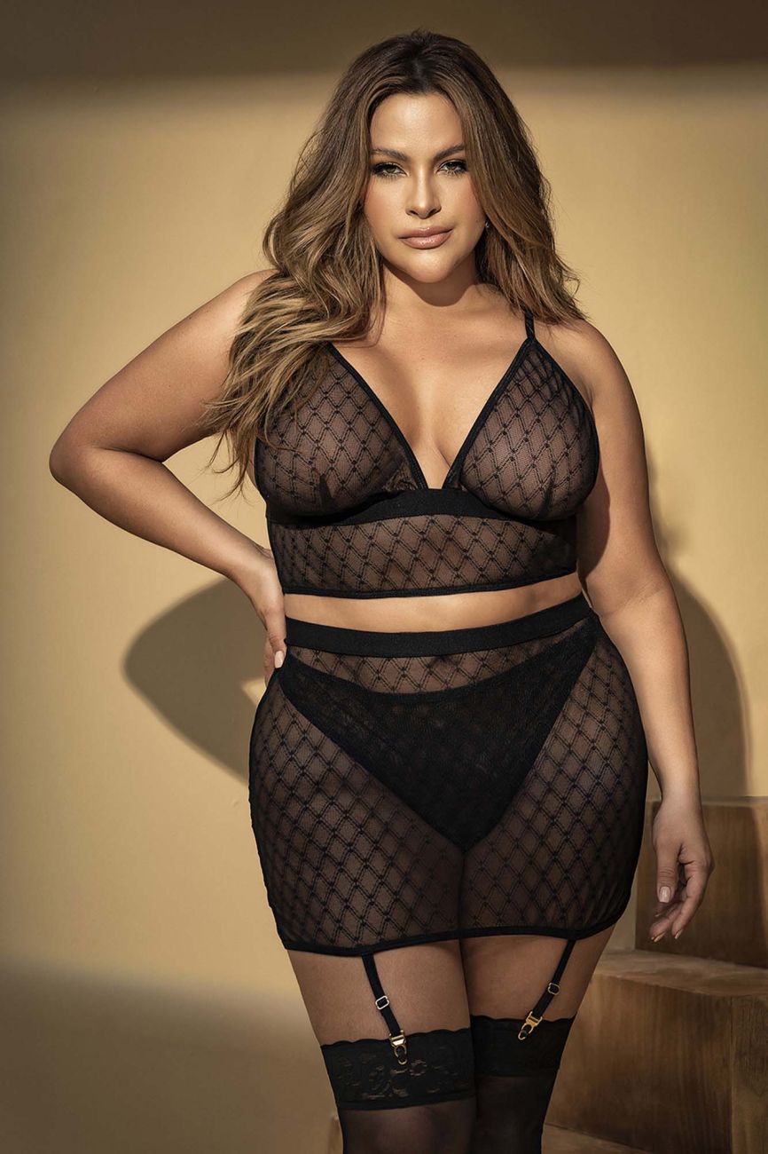 Mapale 8776X Curvy Size Three Piece Set Color Black.